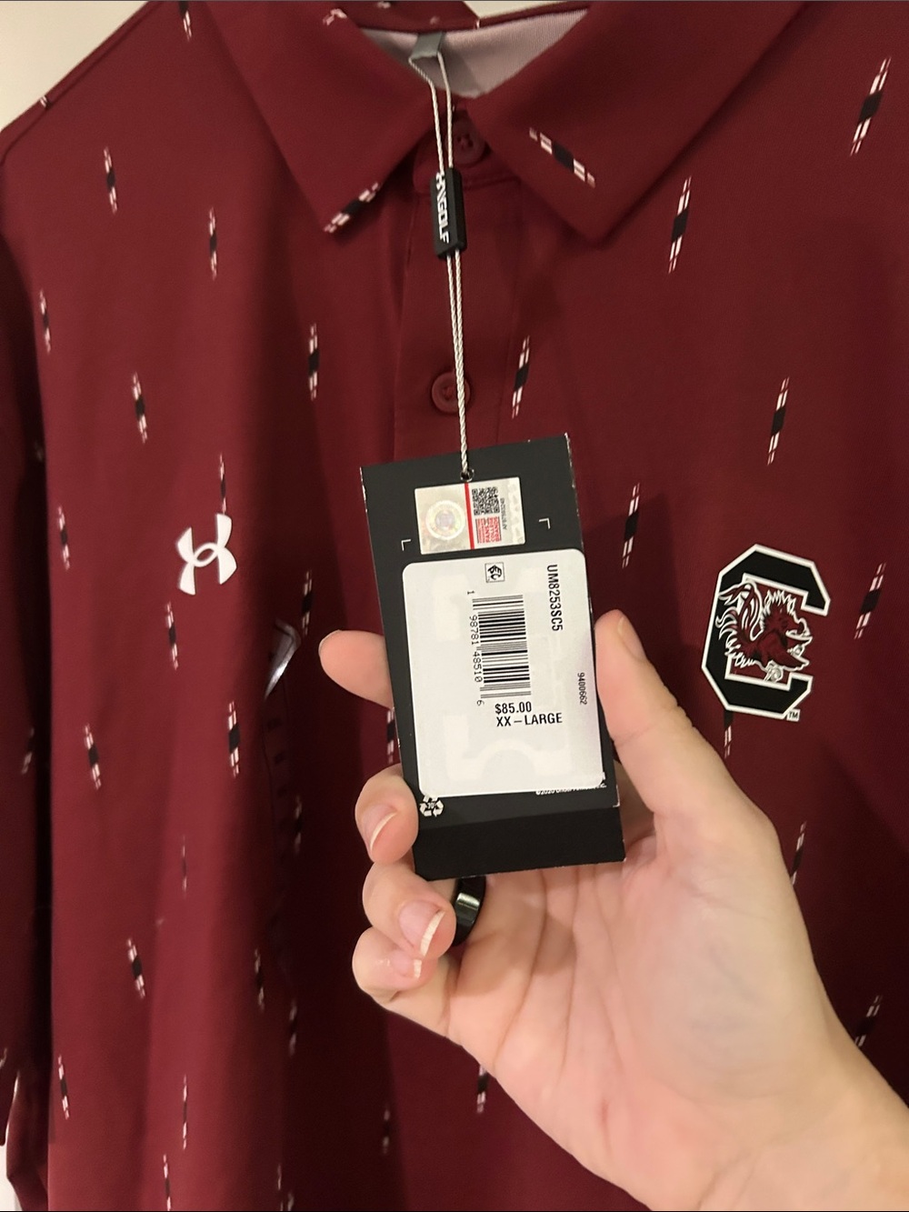 Under Armour Men's Garnet Polo with South Carolina Logo - Picture 3 of 6